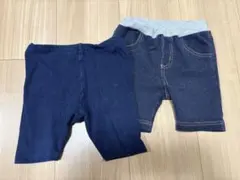 ネイビー デニム風 ショートパンツ