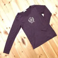 ロンT　シャツ　長袖　刺繍　ショコラフィネローブ　パープル