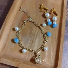 ハンドメイド ブレスレット＆イヤリングセット