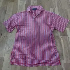 polo golf 赤　青　紺　白　ストライプ　半袖　ポロシャツ　L