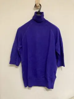 新品 ZARA ザラ タートルネックプルオーバーニット パープル 五分袖 L