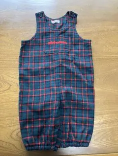 ミキハウス 緑・赤チェック オーバーオール