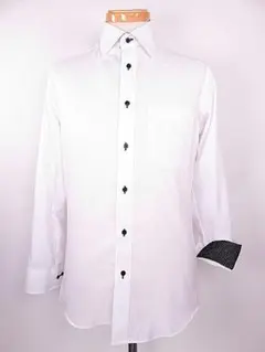 【値下げ】オリヒカ　ORIHICA　長袖ドレスシャツ　内側ドット柄　白　S