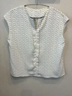 OPAQUE.CLIP ホワイト・ブラックストライプ 半袖ブラウス M