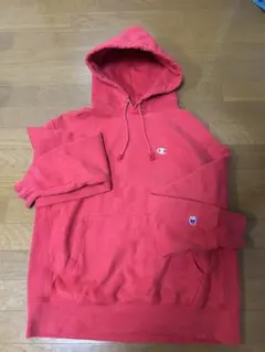 Champion REVERSE WEAVE レッド フード付きパーカー 2XL