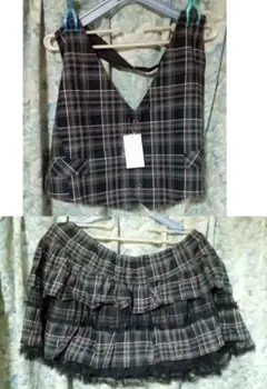 10L　ベスト＆スカート　上下セット　チェック柄
