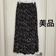 花柄 ブラック プリーツスカートのサムネイル