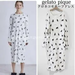 美品gelato pique ジェラートピケ　黒猫モチーフドレスクロネコ　猫柄
