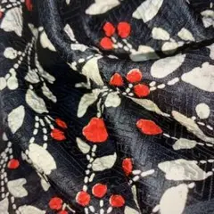 小-木の実　正絹小紋　黒地紋入り解き　はぎれ　地色　黒