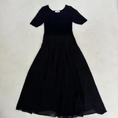Andemiu ロングワンピース 切替 フレア F（D292）
