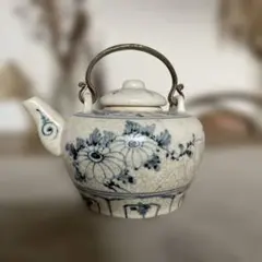 バッチャン焼　染付 菊文 急須 陶器