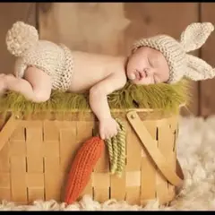 【美品✨】新生児 ニューボーンフォト ベビー 赤ちゃん うさぎ