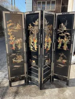 中国骨董 レトロ 古典画装飾彫り 木製 4連パーテーション 間仕切り 衝立 屏風 中国美術 ミニ 4連衝立 パーテーション パンダ 馬 工芸品 屏風｜Yahoo