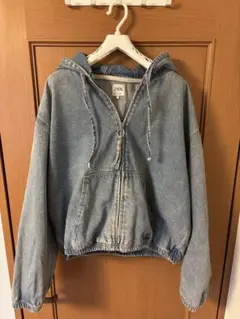 希少Lサイズ ZARA デニムジップフーディー