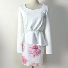 Delyle noir 花柄へプラムワンピ ドッキングワンピース ギャル F