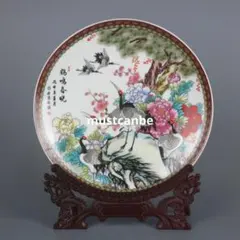 有田焼 古九谷 金彩赤絵花鳥図 大皿 飾り皿骨董品 アンティーク 松 鷹