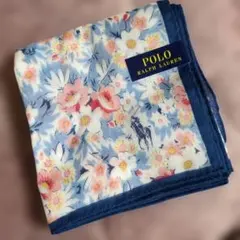 ポロ・ラルフ・ローレン ハンカチ花柄ブルー 新品未使用