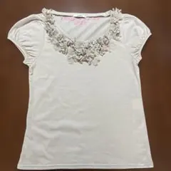 J FERRY フラワー装飾 半袖Tシャツ グレーのサムネイル