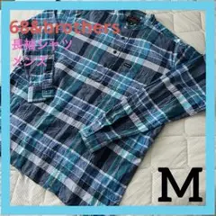 中古109.シックスティエイトアンドブラザーズ 長袖 シャツ M チェック 青のサムネイル