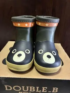 DOUBLE-B クマの顔 長靴 オリーブグリーン