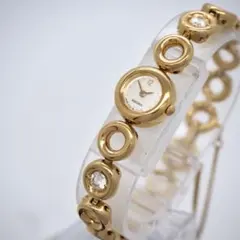 58 稼働【美品】SEIKO 時計　レディース　ゴールド　華奢　クリスタル　希少