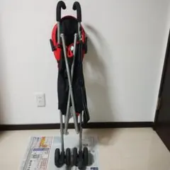 軽量 B型ベビーカー レッド×ブラック 折りたたみのサムネイル