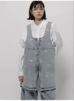 ニコアンド　花柄　2ウェイ　デニム　ベスト　ジャンパースカート