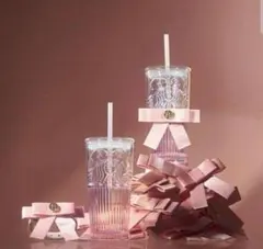 希少　スタバ　 リボン付き　ピンクタンブラー　550ml　中国　韓国