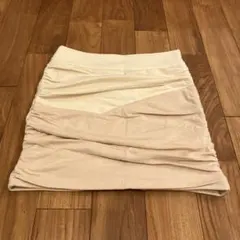 LIP SERVICE ひだ入りツートンタイトミニスカート ベージュxクリーム