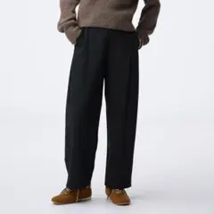 ブラッシュドワイドテーパードパンツQ ジーユー