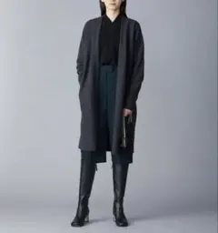 美品✨《iCB》ミルドウール 縮絨　ロングカーディガン　チャコール　ゆったり　L