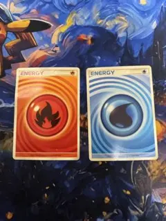 ポケモン エネルギーカード 水、炎タイプ 2009年製　うずまき