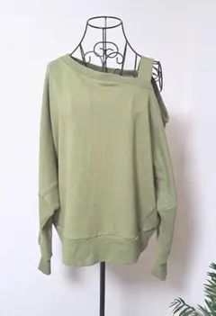 EMODA ワンショルダースウェット トレーナー F カーキ ドルマン ゆったり