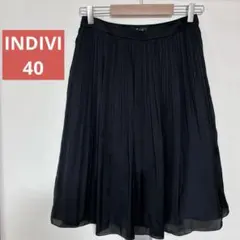 ☆美品☆ INDIVI プリーツスカート ブラック　L シフォン　サテン　黒