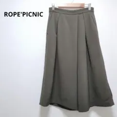 2152　ロペピクニック　ガウチョパンツ　濃グリーン　ウエストゴム　裏地付