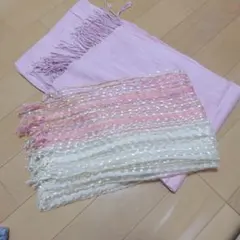 フリンジ付きピンクストール　2枚セット