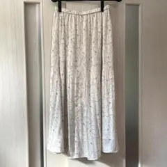 GLOBAL WORK プリーツスカート(線描き花柄)