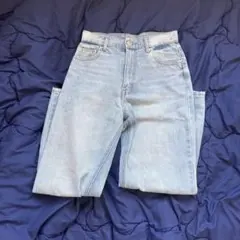 GRL ハイウエストストレートデニムパンツ ブルー