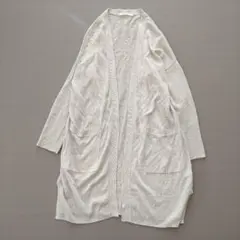 ✨美品✨ MACPHEE リネン オープンフロント ロングカーディガン（シルバー