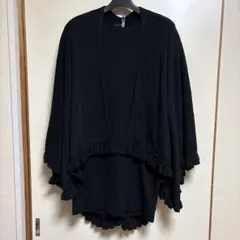 ZAZIE 黒　フリル付きニットストール・ワンピースセットのサムネイル