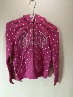 【GAP】ピンク 水玉 ジップアップパーカー