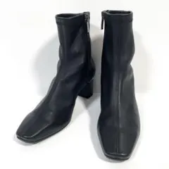 【ほぼ新品】ヒミコ ショートブーツ 本革 サイドジップ 22.5cm 黒 zz