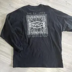 美品　 RVCA 長袖カットソー ブラック ペイズリー柄 バックプリント Lのサムネイル
