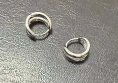 【両耳セット】2連 フープピアス シルバーダブルライン モード 韓国