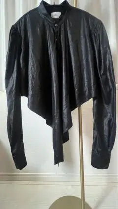 TANAKA クロスオーバーシャツ スタンドカラー クロップドシャツ ブラック