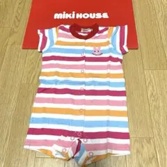Miki House ホットビスケッツ　カラフルストライプロンパース 80