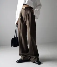 新品未使用【me+em select】ウールライクツータックワイドスラックス