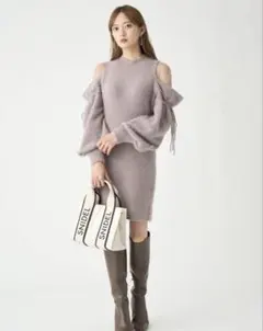 SNIDEL スナイデル シースルーショルダー ミニニット ワンピース