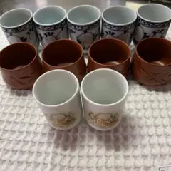 レトロな和風湯飲み11個セット
