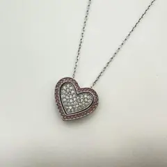 デ*ン様 スワロフスキーラインストーン　シルバーネックレス　ハート型